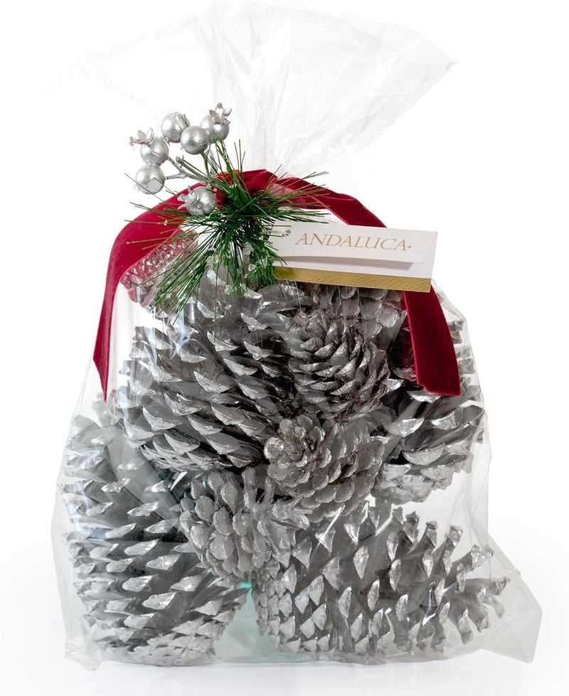 ANDALUCA Decorative Pinecone Vase & Bowl Fillers | Pinecones for Decorating & Home Decor (Silver) - Image 1
