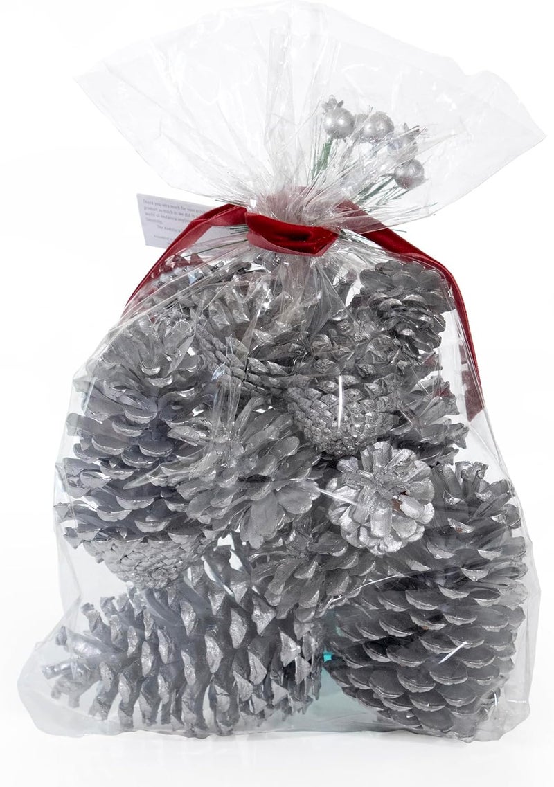 ANDALUCA Decorative Pinecone Vase & Bowl Fillers | Pinecones for Decorating & Home Decor (Silver) - Image 2