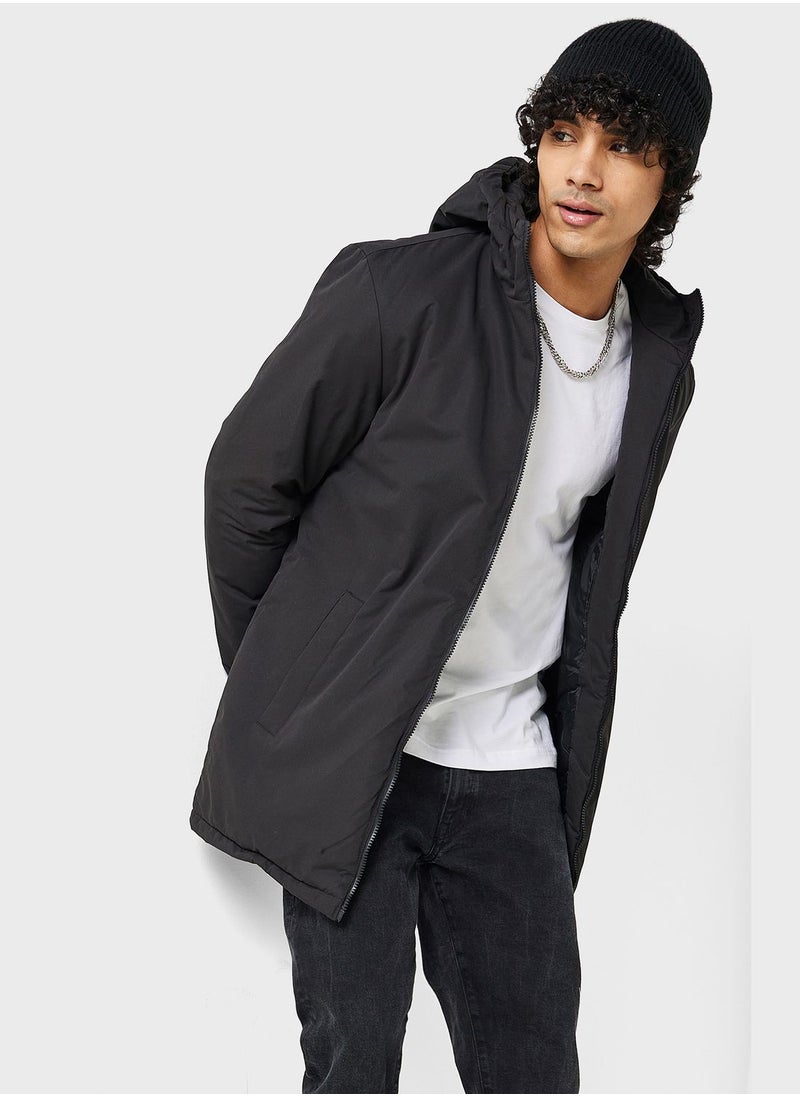 BRAVE SOUL - Mens Padded Zip Through Hooded Mac. - Image 1