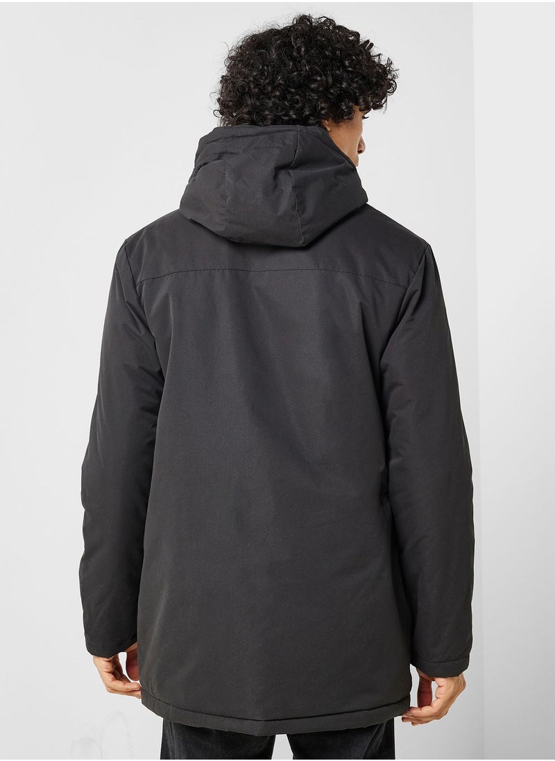 BRAVE SOUL - Mens Padded Zip Through Hooded Mac. - Image 1