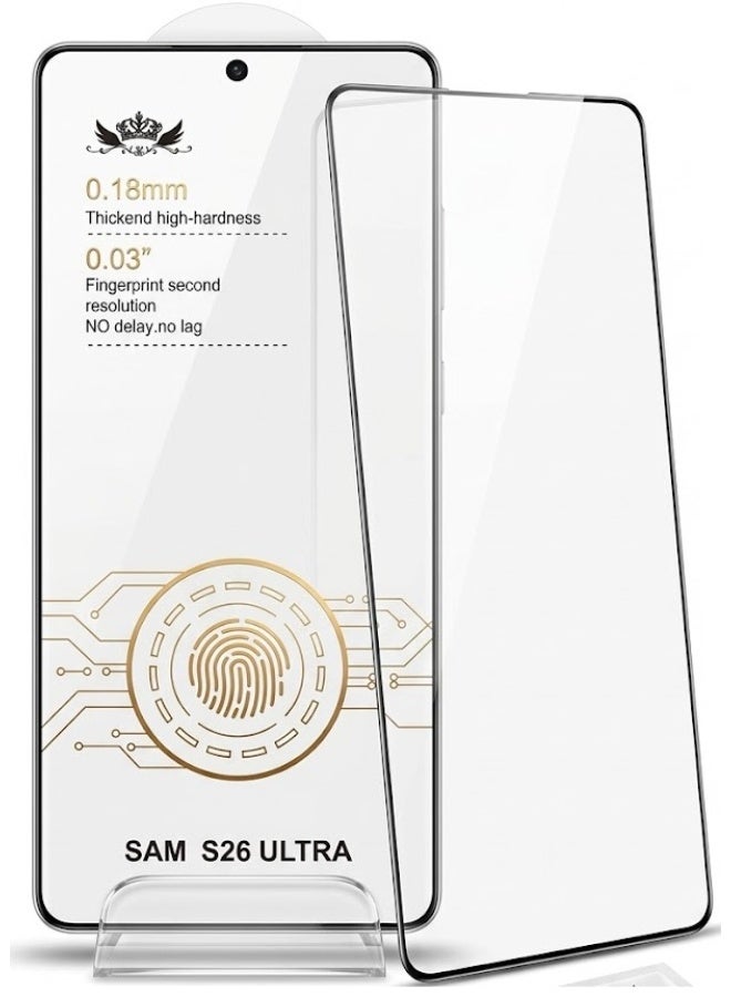 شاشة حماية لموبايل سامسونج جالاكسي S26 الترا، تدعم فتح القفل ببصمة الإصبع، مقاومة للخدش، خالية من الفقاعات، سهلة التركيب، درجة صلابة 9، شفاف بالكامل لسامسونج S26 الترا (شفاف) - Image 1