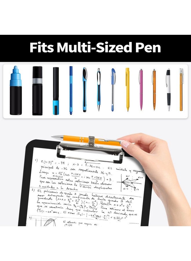 Sooez 6 Pack Plastic Clip Boards 8.5X11, Clipboard With Pen Holder & Low Profile Clip, Nursing Clipboard, Letter Size / A4 Cute Clipboard For Kids, School, Women, Holds Letter Size/ A4 Papers, Black - Image 2