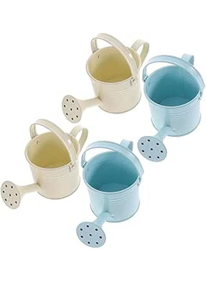 Vintage Metal Watering Cans 4 Pack Colorful Small For Indoor Outdoor Plants - Image 1