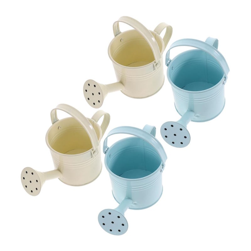 Vintage Metal Watering Cans 4 Pack Colorful Small For Indoor Outdoor Plants - Image 2
