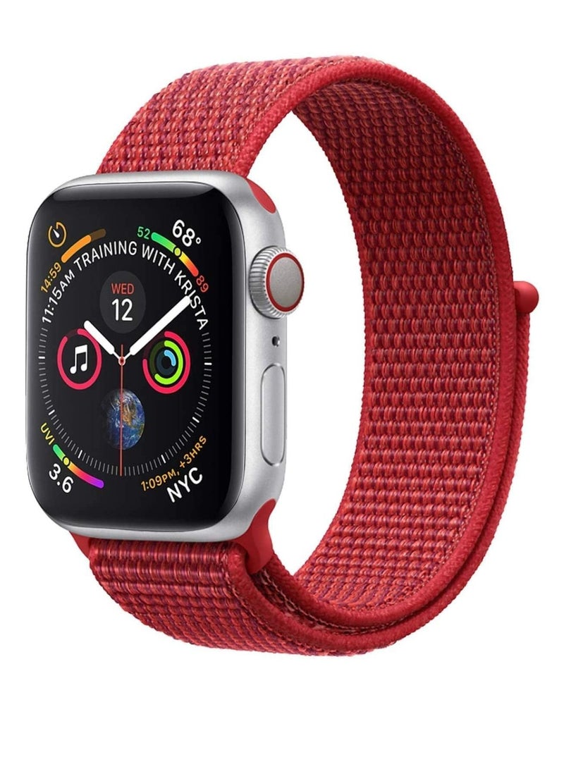 VITION Nylon Sport Band for Apple Watch 45mm 44mm 42mm , Soft Replacement Strap for iWatch Series 7/ 6/ SE/ 5/4/3/2/1 (bright red)