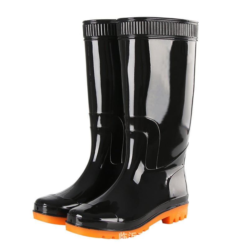 Rain Boots Men'S And Women'S Pvc Non-Slip Waterproof Shoes Black Thickened Wear-Resistant Oxford Labor Protection Site Rain Boots Factory - Image 5