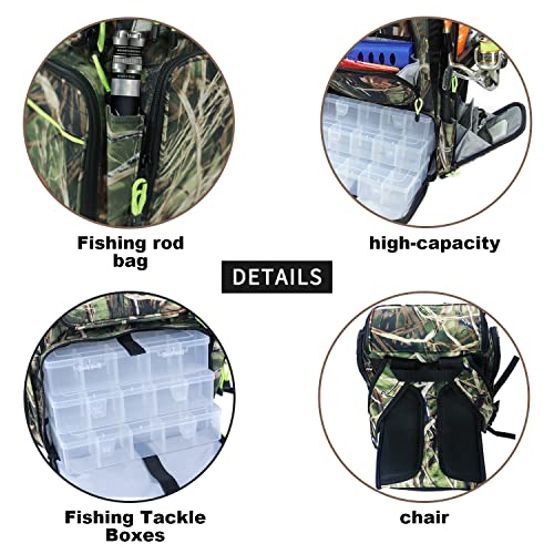 PLAY-KING Fishing Backpack Tackle Box Bag with Rod Holder Boxes Foldable Fishing Chair, perfect for Outdoor, used by Men - Image 5