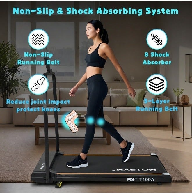 Maston Walking Pad Under Desk Treadmill, Speed Range 1-12Km/H, Portable Treadmills Motorized Running Machine Treadmills For Home, Maximum Load 110Kg Remote Control - Image 4