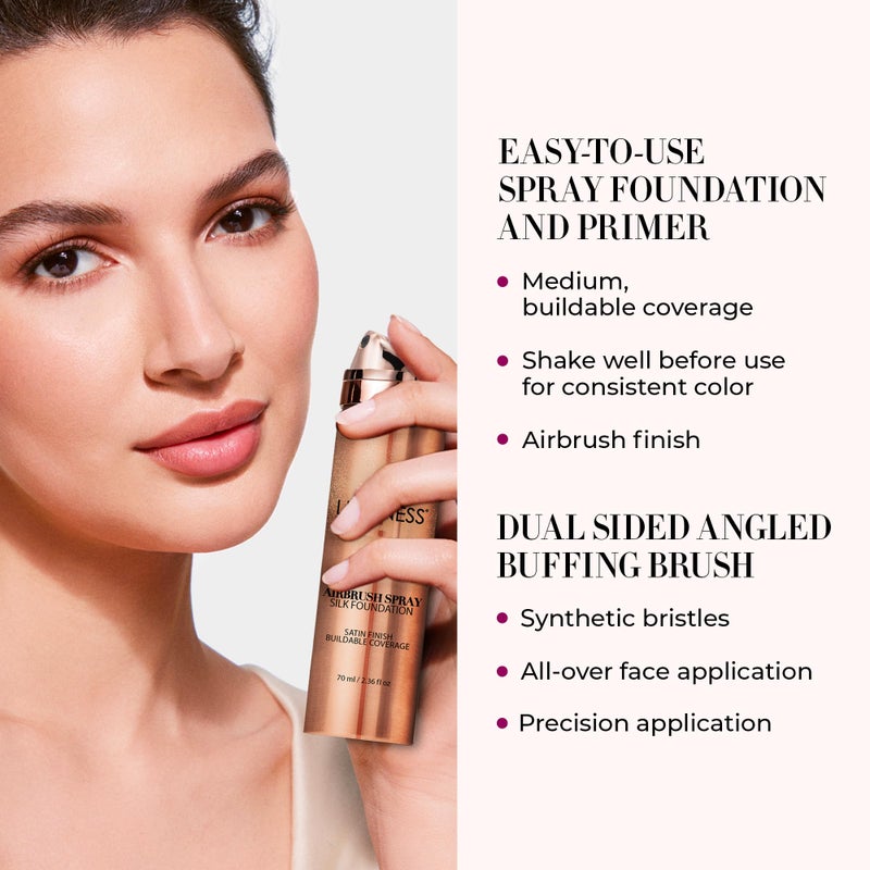 LUMINESS Silk Airbrush Spray Foundation & Primer Kit - Full Coverage Foundation, Anti-Aging Formula Hydrates & Moisturizes with Hyaluronic Acid, Aloe Vera & Hydrolyzed Silk (Shade - Deep) - Image 3