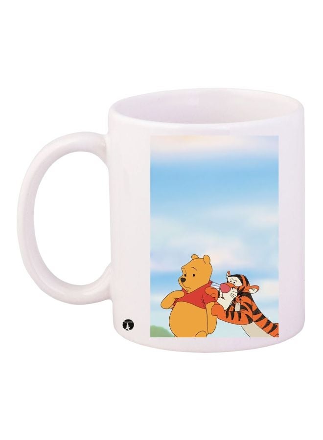 RYN Winnie-The-Pooh Printed Coffee Mug White/Blue/Yellow 11ounce