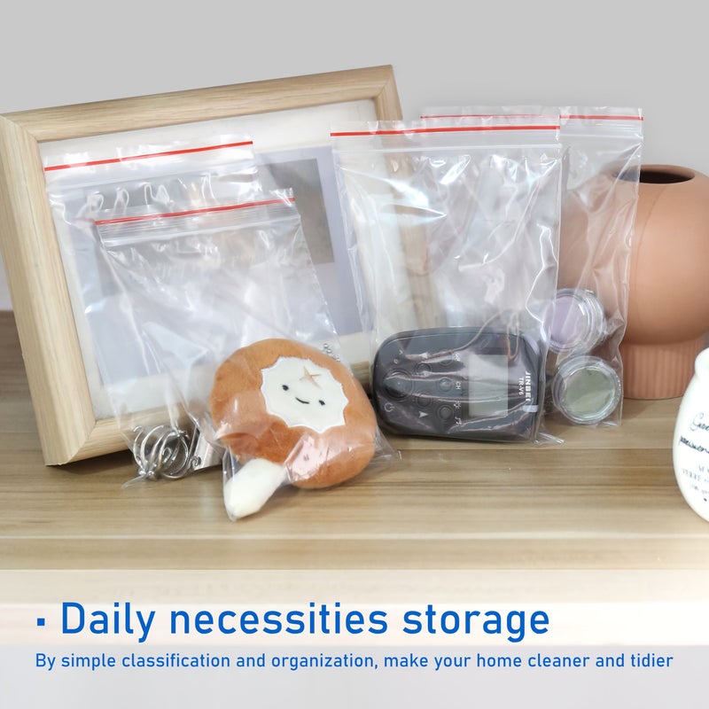 300Pcs Transparent Plastic Gift Bags 8x12cm Double Layer Thick Reusable - Image 2