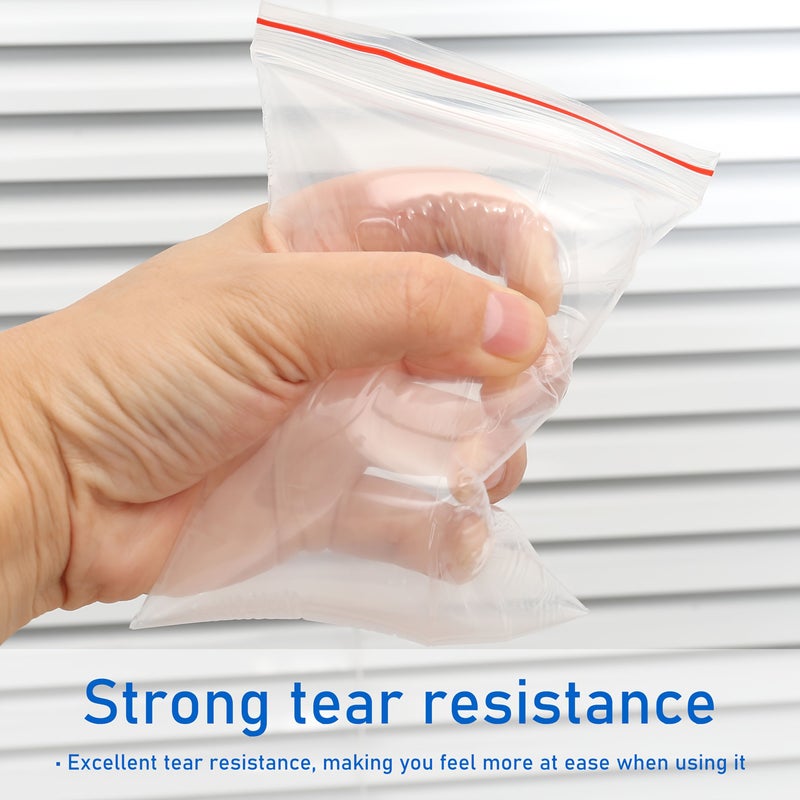 300Pcs Transparent Plastic Gift Bags 8x12cm Double Layer Thick Reusable - Image 4
