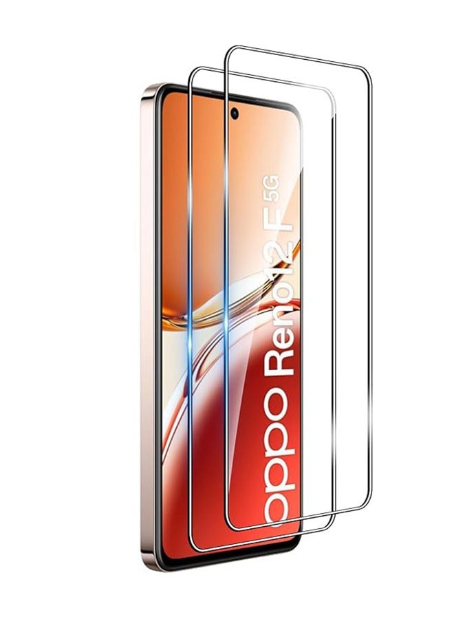2 Pack OPPO Reno 12 F 5G Screen Protector, 9H Tempered Glass Screen Protector for OPPO Reno 12 F 5G, Case Friendly, Easy Installation, Anti-Scratch Film - Image 1