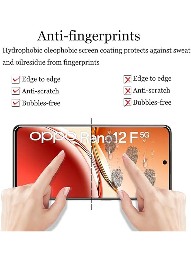 2 Pack OPPO Reno 12 F 5G Screen Protector, 9H Tempered Glass Screen Protector for OPPO Reno 12 F 5G, Case Friendly, Easy Installation, Anti-Scratch Film - Image 2