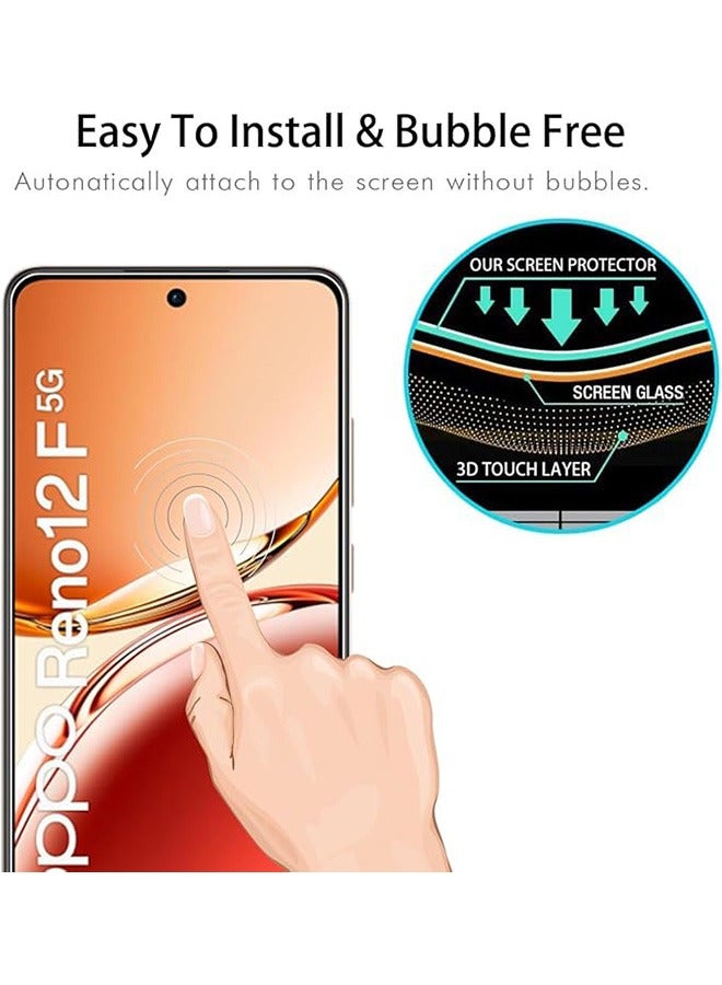 2 Pack OPPO Reno 12 F 5G Screen Protector, 9H Tempered Glass Screen Protector for OPPO Reno 12 F 5G, Case Friendly, Easy Installation, Anti-Scratch Film - Image 3