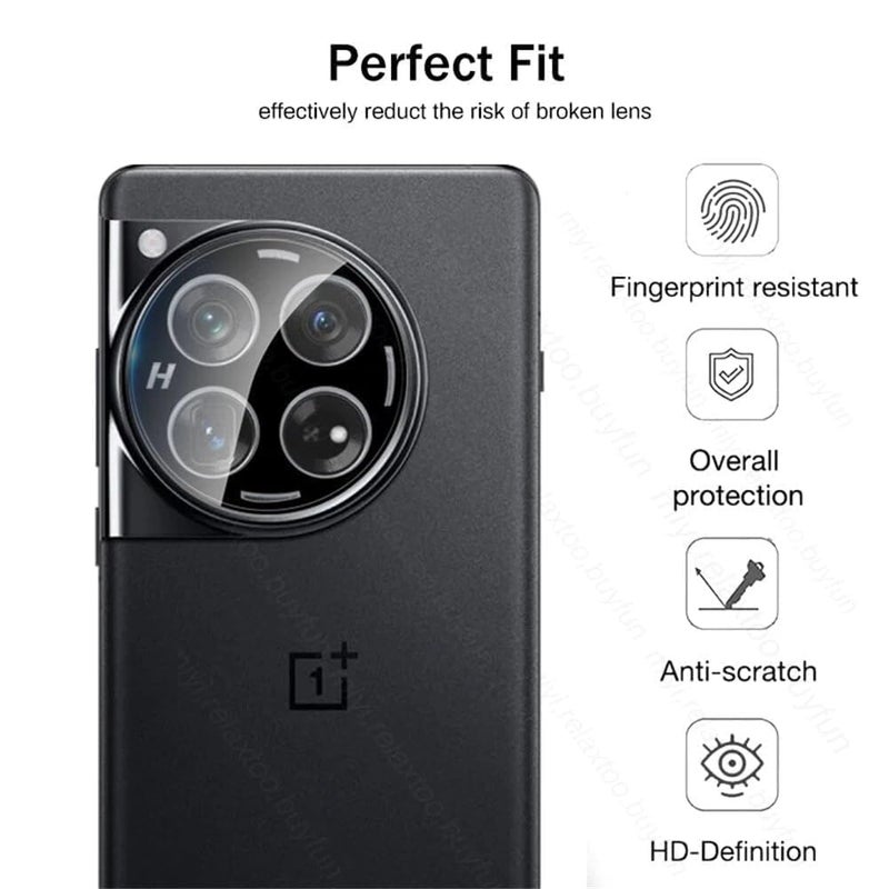 FabeKee Glass Camera Lens Protector For Oneplus 12 5G [9H Hardness] [6D Lens Protector ] [Easy Installation] Black - Image 3