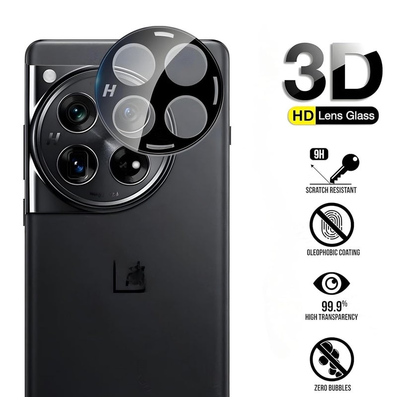 FabeKee Glass Camera Lens Protector For Oneplus 12 5G [9H Hardness] [6D Lens Protector ] [Easy Installation] Black - Image 2