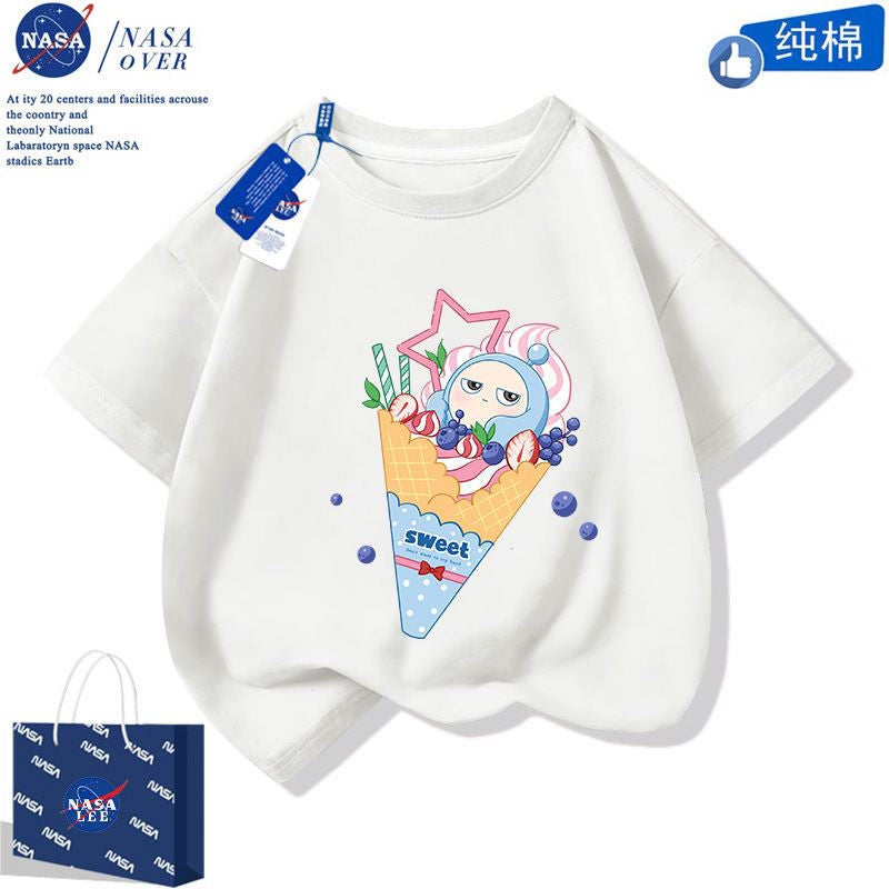 Cartoon Egg Party Short-Sleeved Casual Mid-Large Children'S Cotton T-Shirt Trendy Western Style Half-Sleeve For Boys And Girls - Image 1