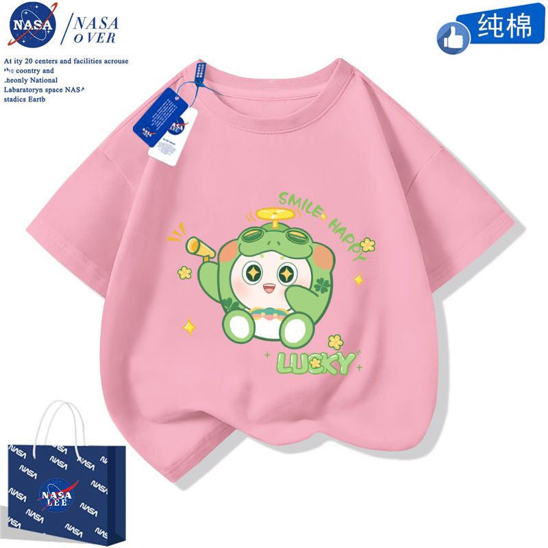 Cartoon Egg Party Short-Sleeved Casual Mid-Large Children'S Cotton T-Shirt Trendy Western Style Half-Sleeve For Boys And Girls - Image 2