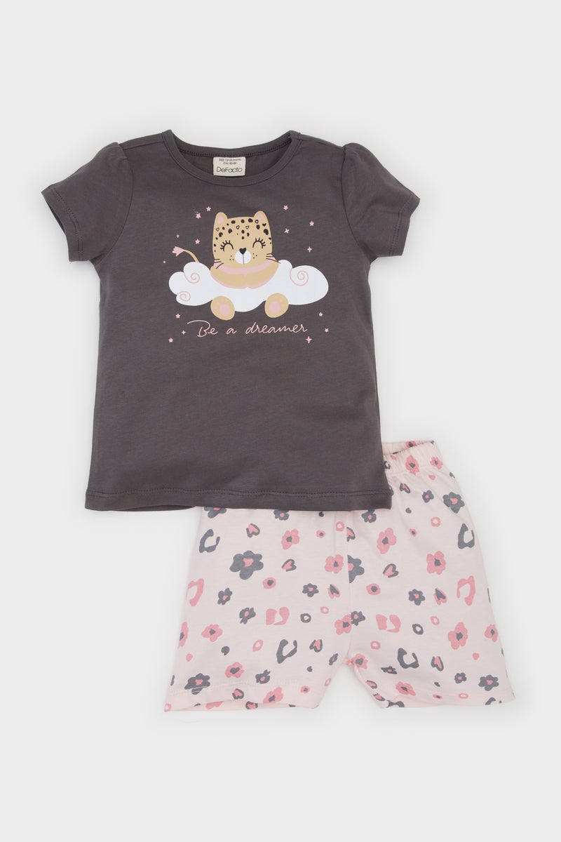 DeFacto Baby Girl 2 piece Regular Fit Knitted Pyjamas  - Image 1