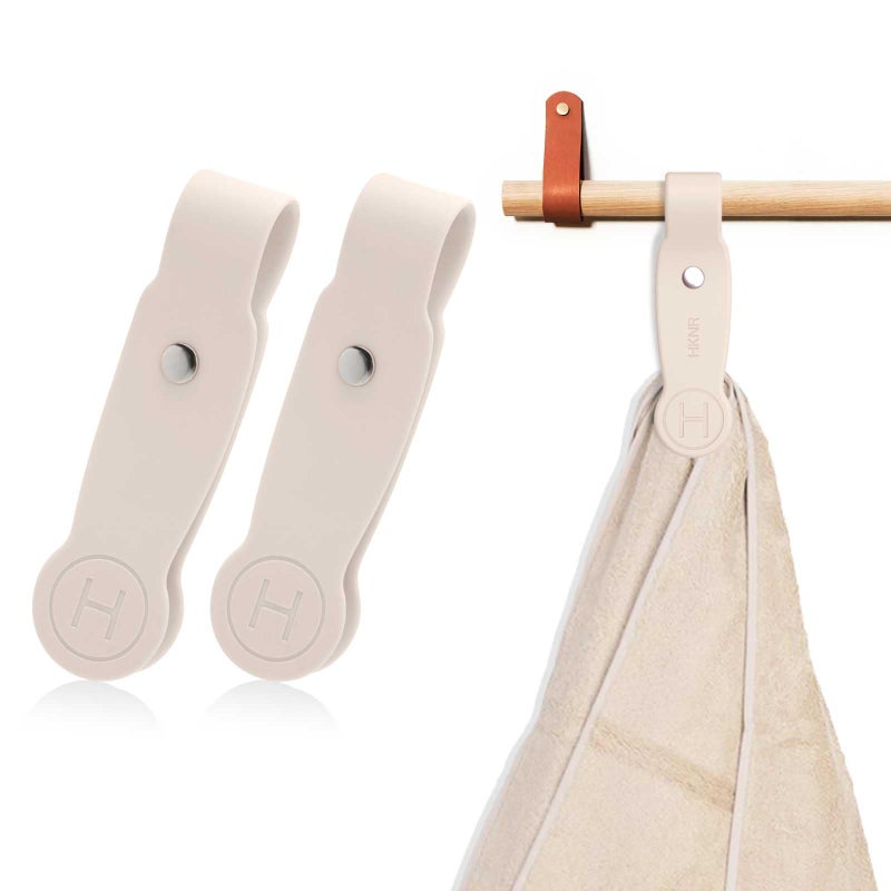 HKNR 2 Pcs Strong Magnetic Towel Clips for Kitchen, Waterproof Silicone Towel Holder for Oven Handle Fridge, No Drill Multi-Purpose Kitchen Towel Clip, Bathroom, Outdoor Use (Beige) - Image 1