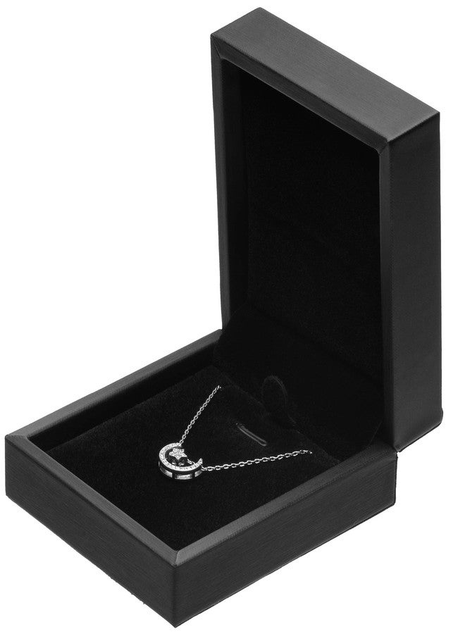 Giftop PU Leather Necklace Pendant Box for Wedding,Jewelry Gift Storage Display Case (Black) - Image 1