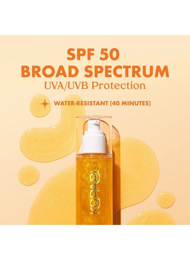 Kopari - Sun Shield Body Glow | Spf 50 Uv Protection Sheer Sunscreen Gold Shimmer Mica | Sweat And Water Resistant | Antioxidant Vitamin E Vegan Cruelty Free | Macadamia Hibiscus Avocado Coconut Oils - Image 1