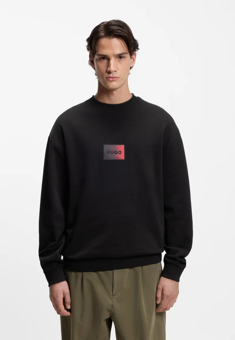 HUGO Cotton-terry sweatshirt with gradient logo