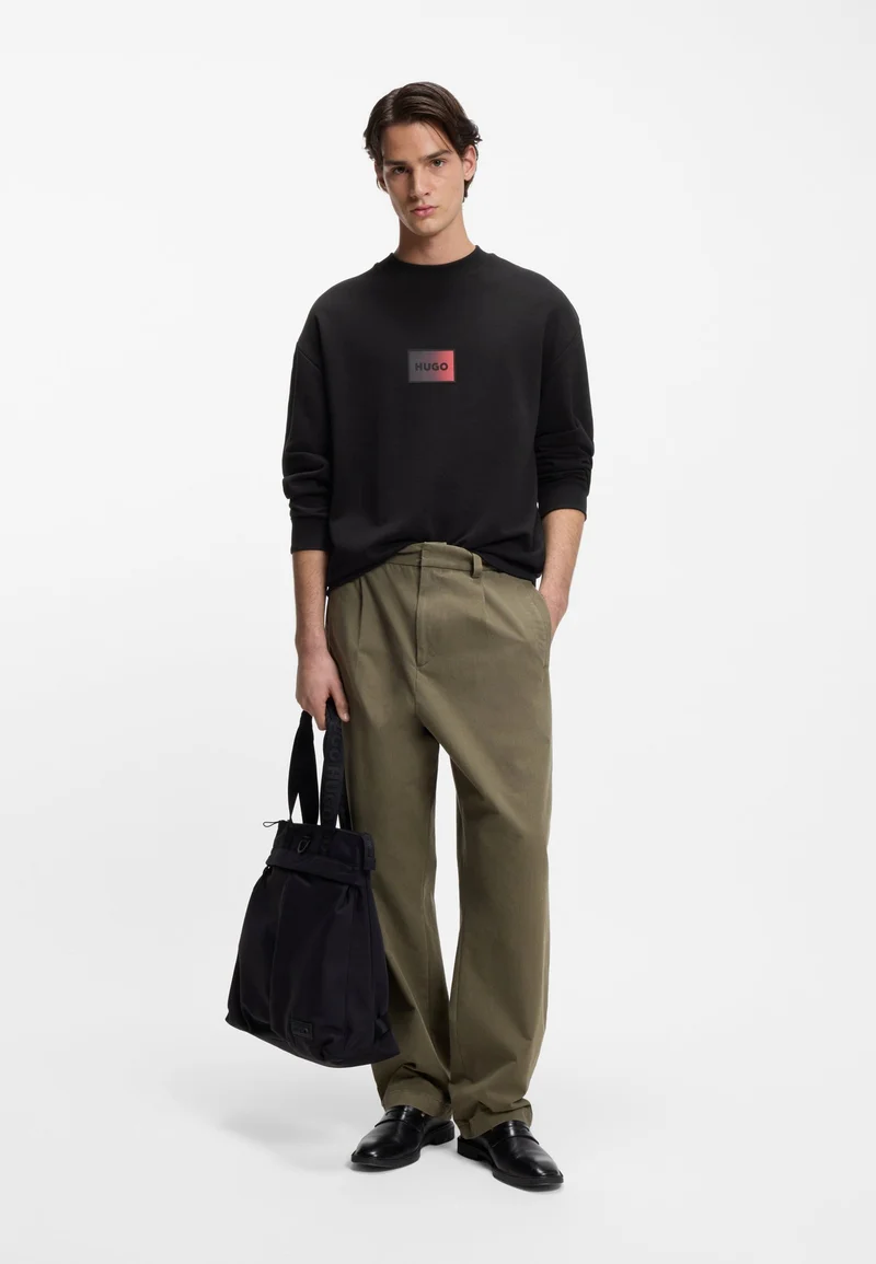 HUGO Black Cotton-terry sweatshirt with gradient logo for Men | Best Price UAE