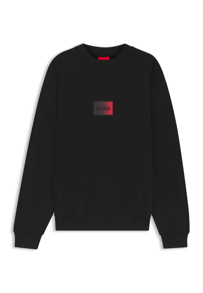 HUGO Black Cotton-terry sweatshirt with gradient logo for Men | Best Price UAE