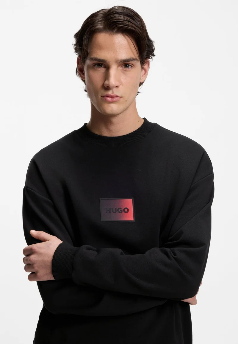HUGO Cotton-terry sweatshirt with gradient logo