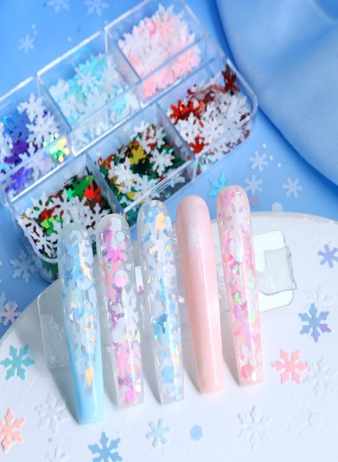 UCCASA Christmas Glitter Snowflake Nail Sequins Winter Xmas Tree Gingerbread Man Nail Flakes Design Nail Charms Holographic Mixed Color 3D Confetti Xmas Nail Stickers Snowflake Nail Glitter Sequins for Women - Image 3