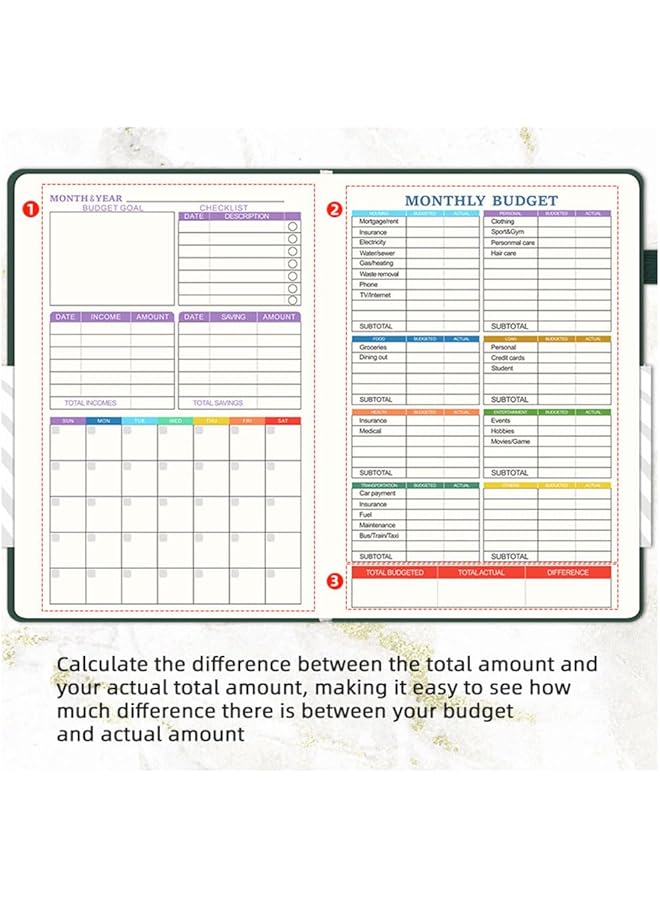 erorex Budget Planner Daily Weekly Monthly Expense Tracker Notebook Finance Planner And Accounts Book Faux Leather Hardcover Financial Organizer 5.7 Inch X 8.3 Inch Undated Bill Organizer With Pen Pocket Blue  - Image 4