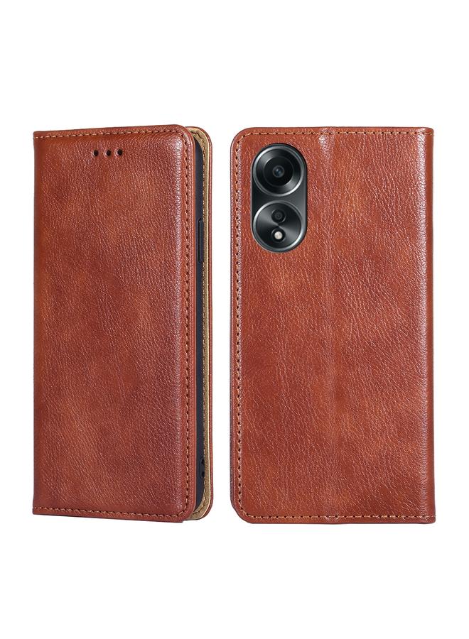 S-TOP Case For OPPO A58 4G Gloss Oil Solid Color Magnetic Leather Phone Case - Image 1