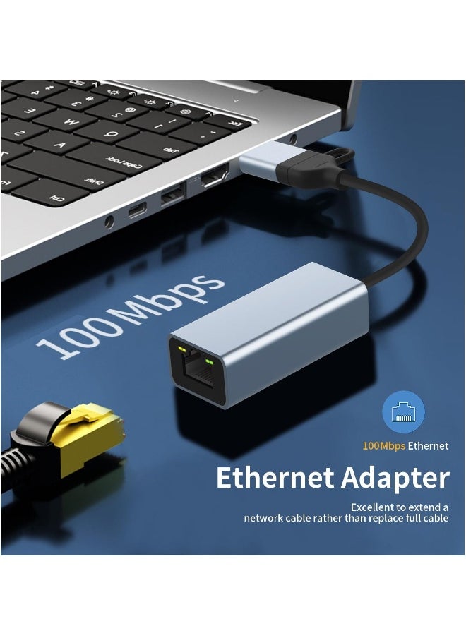 ماركة غير محددة محول USB إلى Ethernet، محول USB 3.0/USB C إلى RJ45 Ethernet، محول LAN بسرعة 100 ميجابت في الثانية، محول شبكة Type C Thunderbolt 3 لأجهزة التابلت/الموبايل/PC/MacBook/Windows/Surface Pro، إلخ  - Image 1
