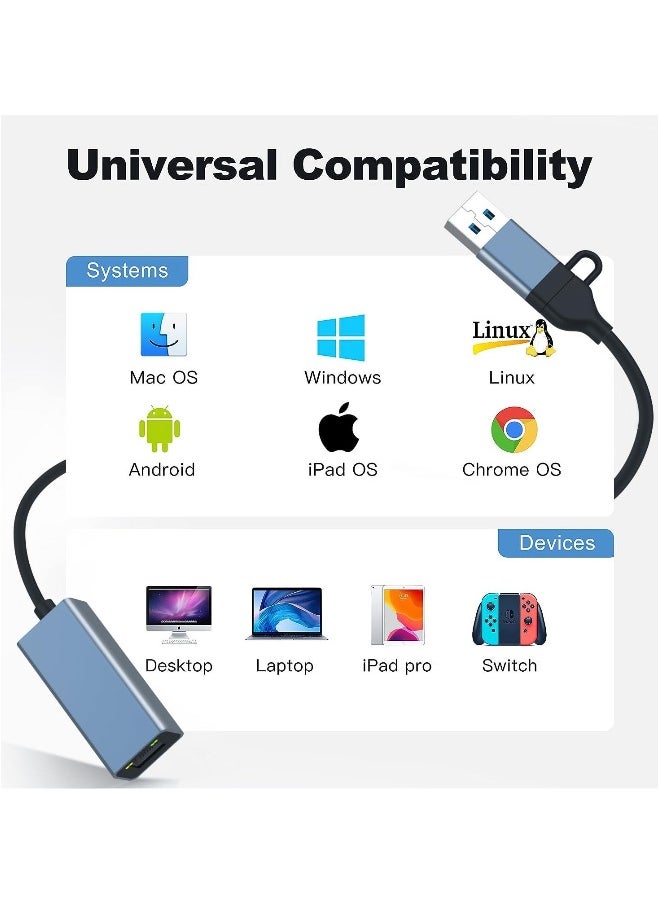 ماركة غير محددة محول USB إلى Ethernet، محول USB 3.0/USB C إلى RJ45 Ethernet، محول LAN بسرعة 100 ميجابت في الثانية، محول شبكة Type C Thunderbolt 3 لأجهزة التابلت/الموبايل/PC/MacBook/Windows/Surface Pro، إلخ  - Image 3