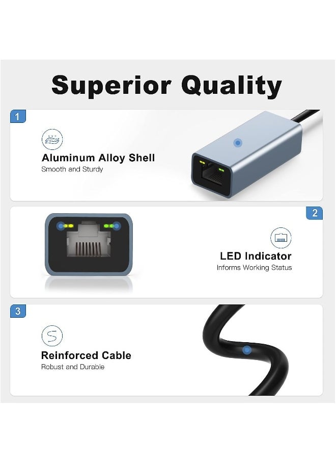 ماركة غير محددة محول USB إلى Ethernet، محول USB 3.0/USB C إلى RJ45 Ethernet، محول LAN بسرعة 100 ميجابت في الثانية، محول شبكة Type C Thunderbolt 3 لأجهزة التابلت/الموبايل/PC/MacBook/Windows/Surface Pro، إلخ  - Image 2