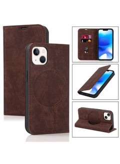 Generic For iPhone 14 Wireless Charging Magsafe Leather Phone Case(Dark Brown)  - Image 1