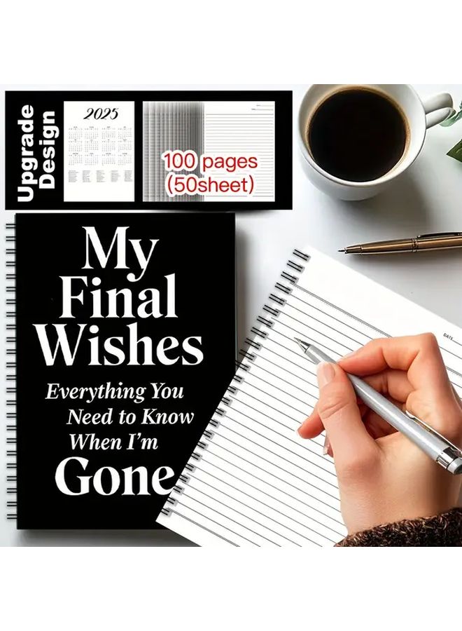 Elegant Hardcover Final Wishes Funeral Planner Notebook Estate Organizer 1pc - Image 3