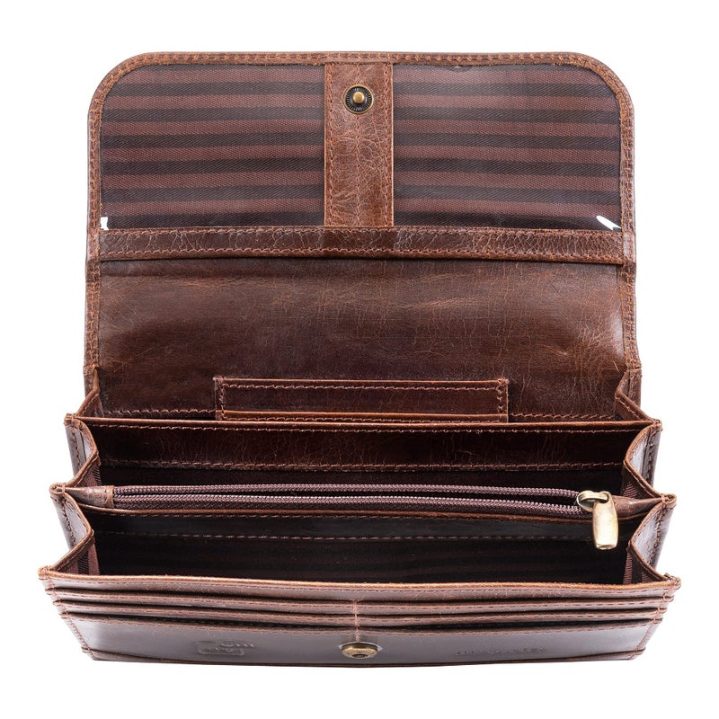 moonster Leather Wallets for Women 8x4 inch Handmade Womens Leather Wallet Brown - Genuine Leather Wallet Women -Ladies Wallets Leather - Women's Wallets - Multi Compartment RFID Wallet for Women - Image 2