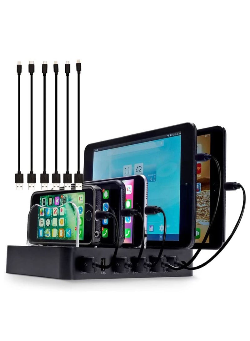 USB Charging Stand - 6 Port - Fast Charging Station for Multiple Devices, Multi device charger Station - Compatible with Apple iPad, iPhone and Android phones and Tablets - Image 1