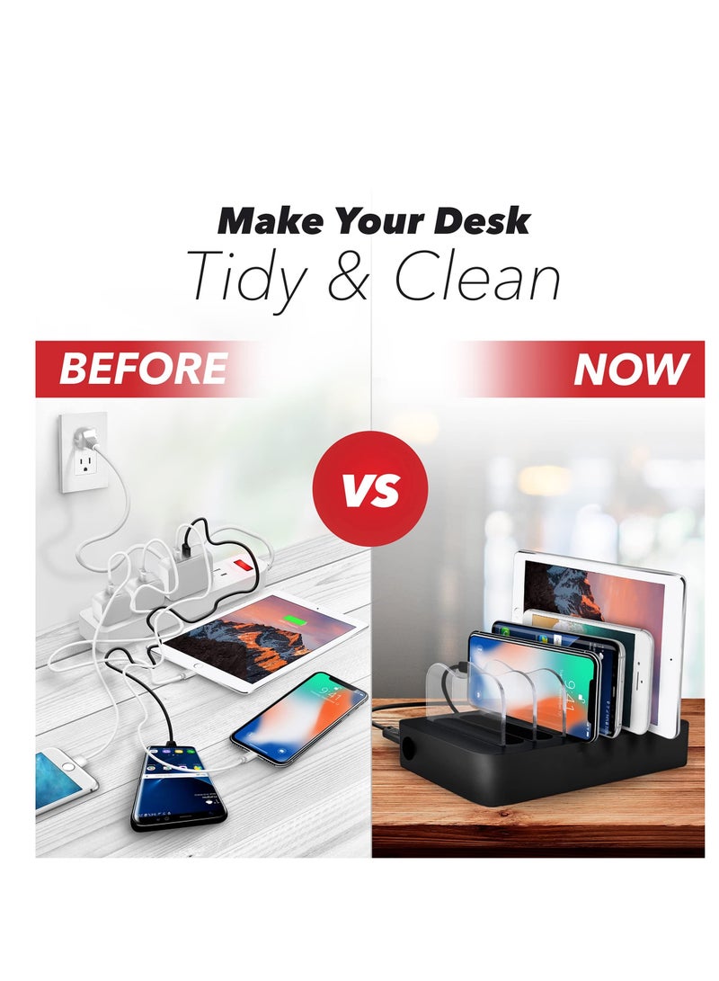 USB Charging Stand - 6 Port - Fast Charging Station for Multiple Devices, Multi device charger Station - Compatible with Apple iPad, iPhone and Android phones and Tablets - Image 4