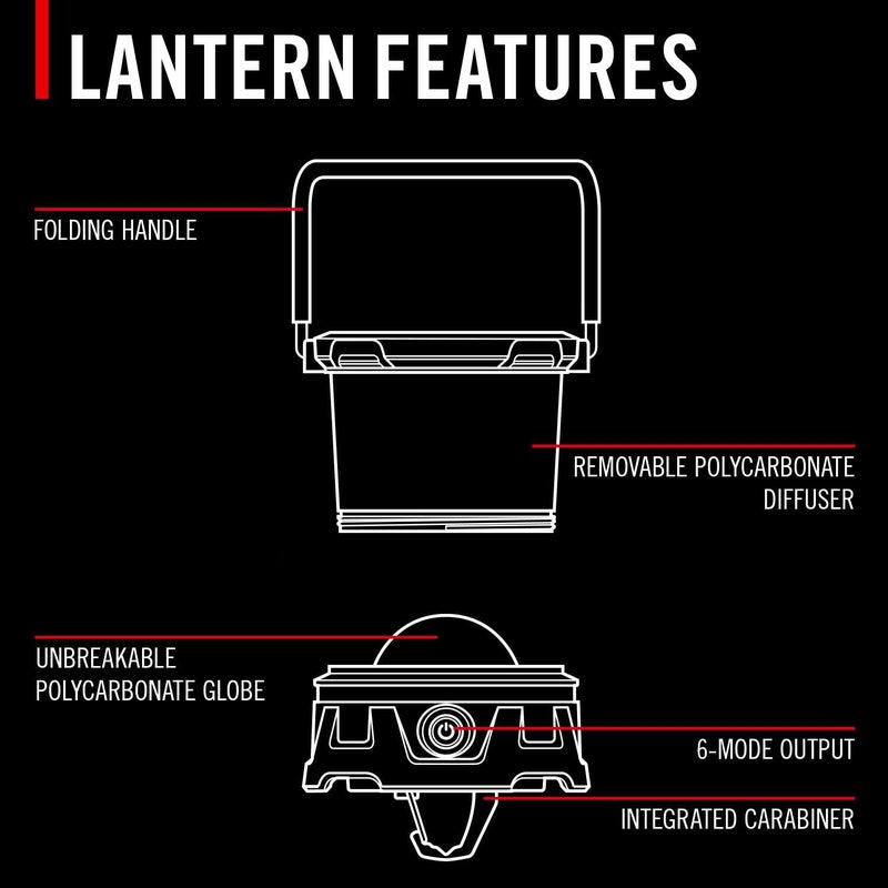 Coast COAST EAL10R 500 Lumen Rechargeable Emergency Camping Lantern with Red Flashing Mode Carabiner Diffuser Foldeable Handle Moonglow Low Mode 72 Hours of Runtime  - Image 5