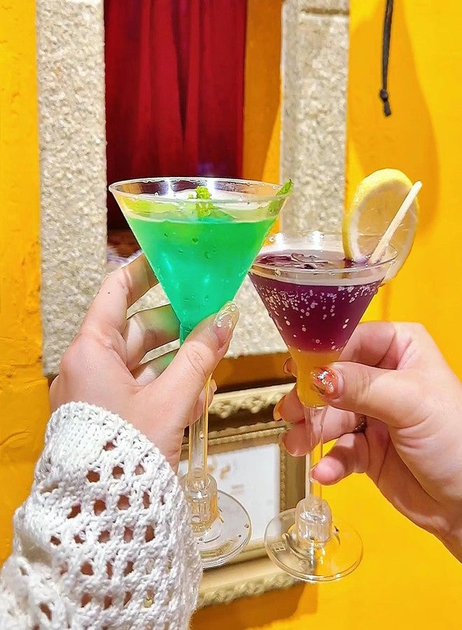 رينماي مجموعة رينماي من 50 كوب مارتيني بلاستيكي، سعة 150 مل/5 أونصة، أكواب كوكتيل للاستخدام مرة واحدة، أكواب صغيرة للحلويات، أكواب حلويات شفافة ذات ساق، مثالية لحفلات النبيذ والمارجريتا والمقبلات في حفلات الزفاف والمناسبات. - Image 5