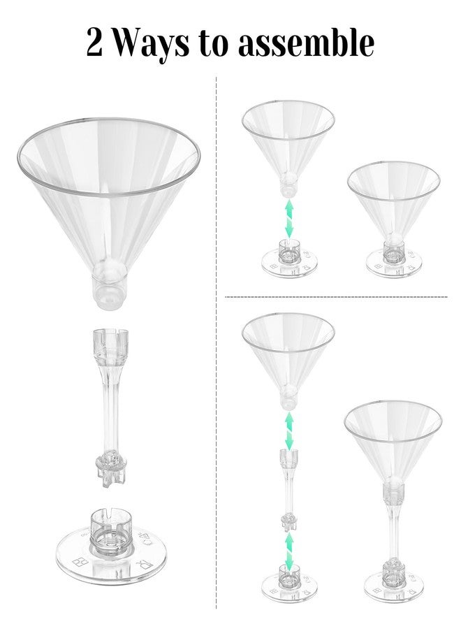 رينماي مجموعة رينماي من 50 كوب مارتيني بلاستيكي، سعة 150 مل/5 أونصة، أكواب كوكتيل للاستخدام مرة واحدة، أكواب صغيرة للحلويات، أكواب حلويات شفافة ذات ساق، مثالية لحفلات النبيذ والمارجريتا والمقبلات في حفلات الزفاف والمناسبات. - Image 3