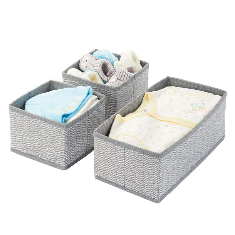 AAGNA Underwear Drawer Organizer Divider Wardrobe Storage Organizer Bedroom Drawer Divider for Baby Clothes Ties Bra Socks Scarves Grey Foldable Fabric Box Clothes Set of 3 PCS GREY - Image 3