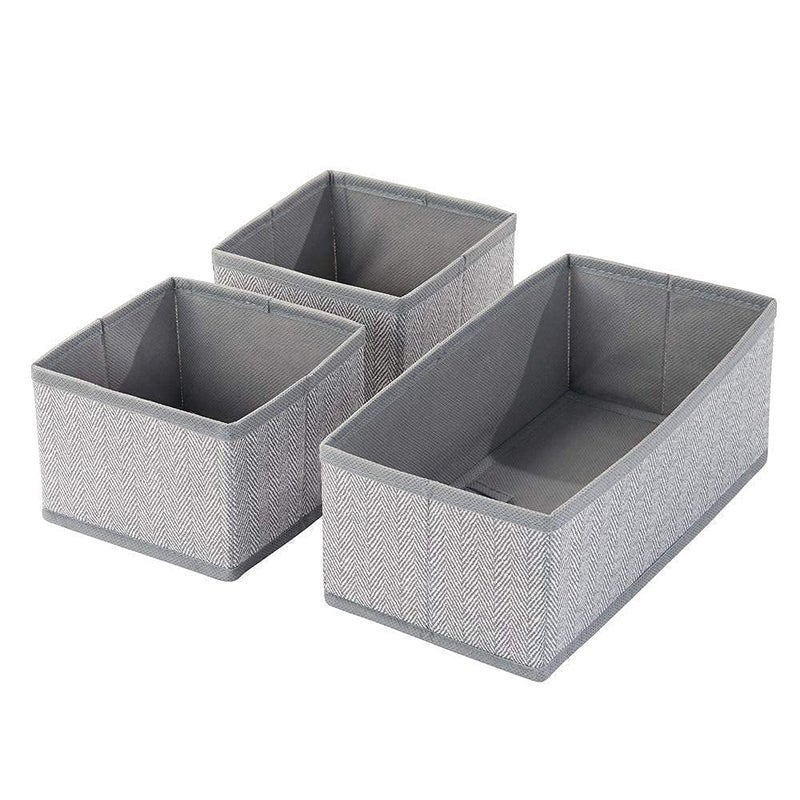 AAGNA Underwear Drawer Organizer Divider Wardrobe Storage Organizer Bedroom Drawer Divider for Baby Clothes Ties Bra Socks Scarves Grey Foldable Fabric Box Clothes Set of 3 PCS GREY - Image 2