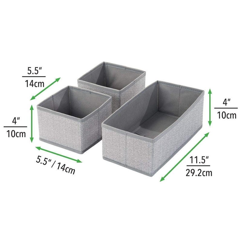 AAGNA Underwear Drawer Organizer Divider Wardrobe Storage Organizer Bedroom Drawer Divider for Baby Clothes Ties Bra Socks Scarves Grey Foldable Fabric Box Clothes Set of 3 PCS GREY - Image 5