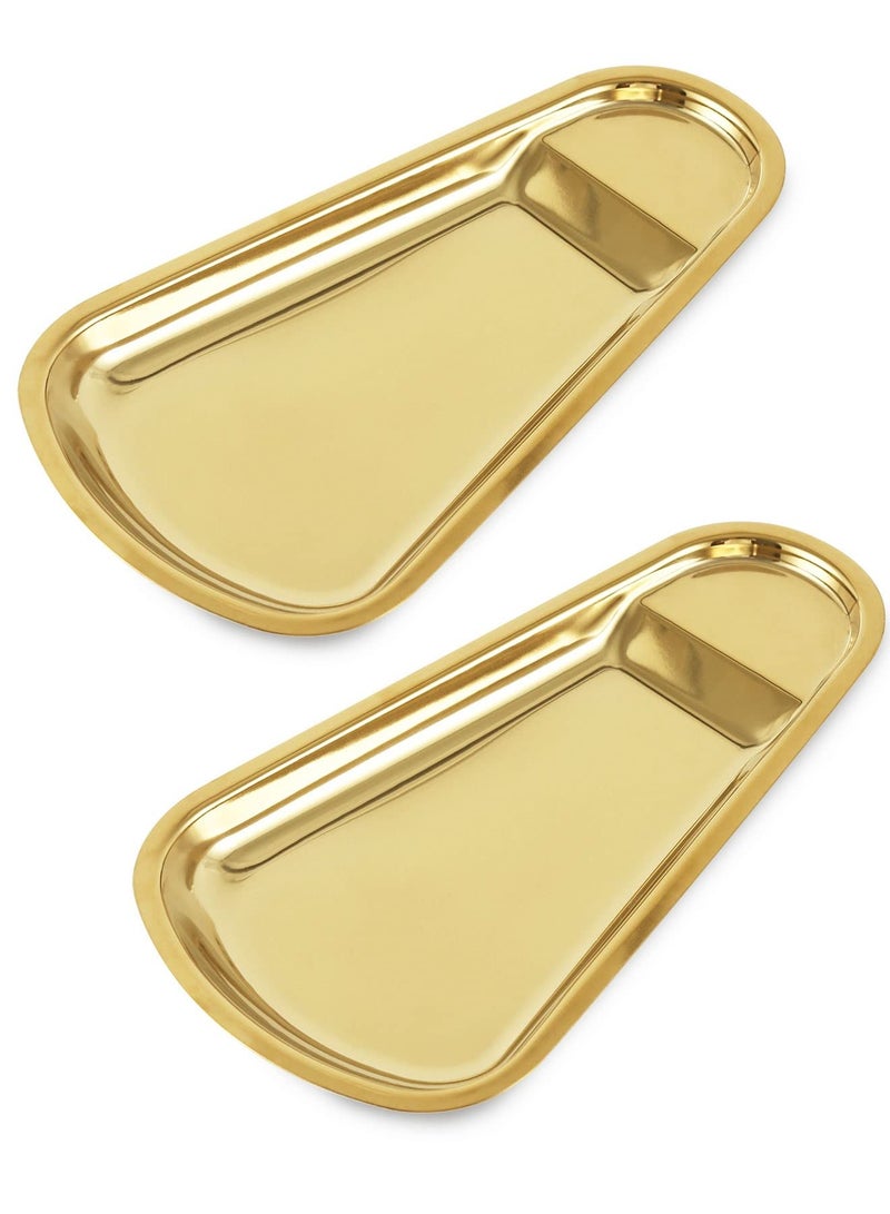 2 Pack Gold Stainless Steel Spoon Rest, Spatula Ladle Spoon Utensils Holder, Suitable for Home Kitchen and Coffee Bar Decoration (Gold）  - Image 1