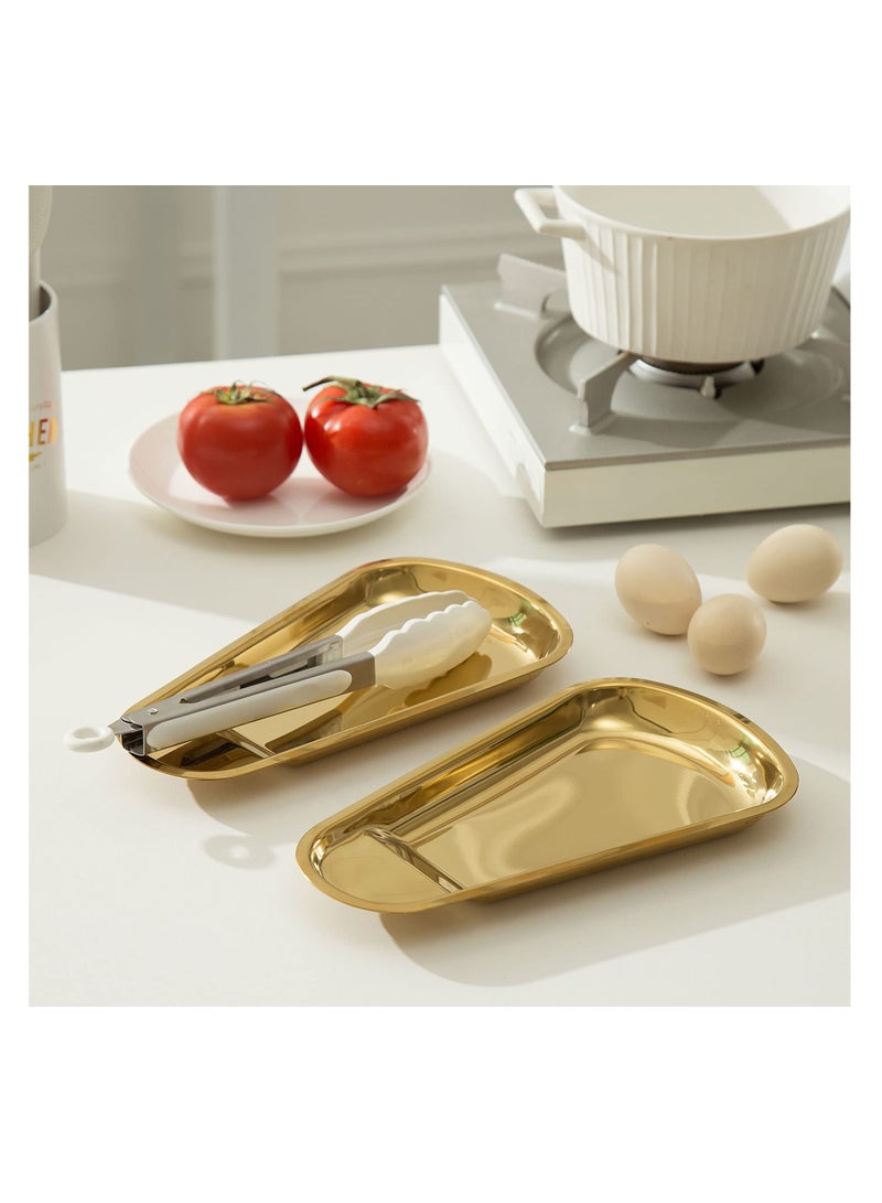 2 Pack Gold Stainless Steel Spoon Rest, Spatula Ladle Spoon Utensils Holder, Suitable for Home Kitchen and Coffee Bar Decoration (Gold）  - Image 3